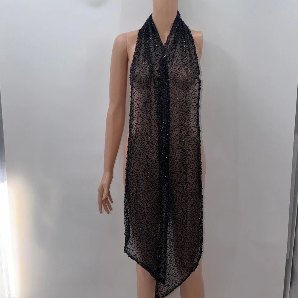 Old Hollywood Mob Wife Sequin Scarf Party Wrap 90s Y2K Evening Bling WhimsiGoth